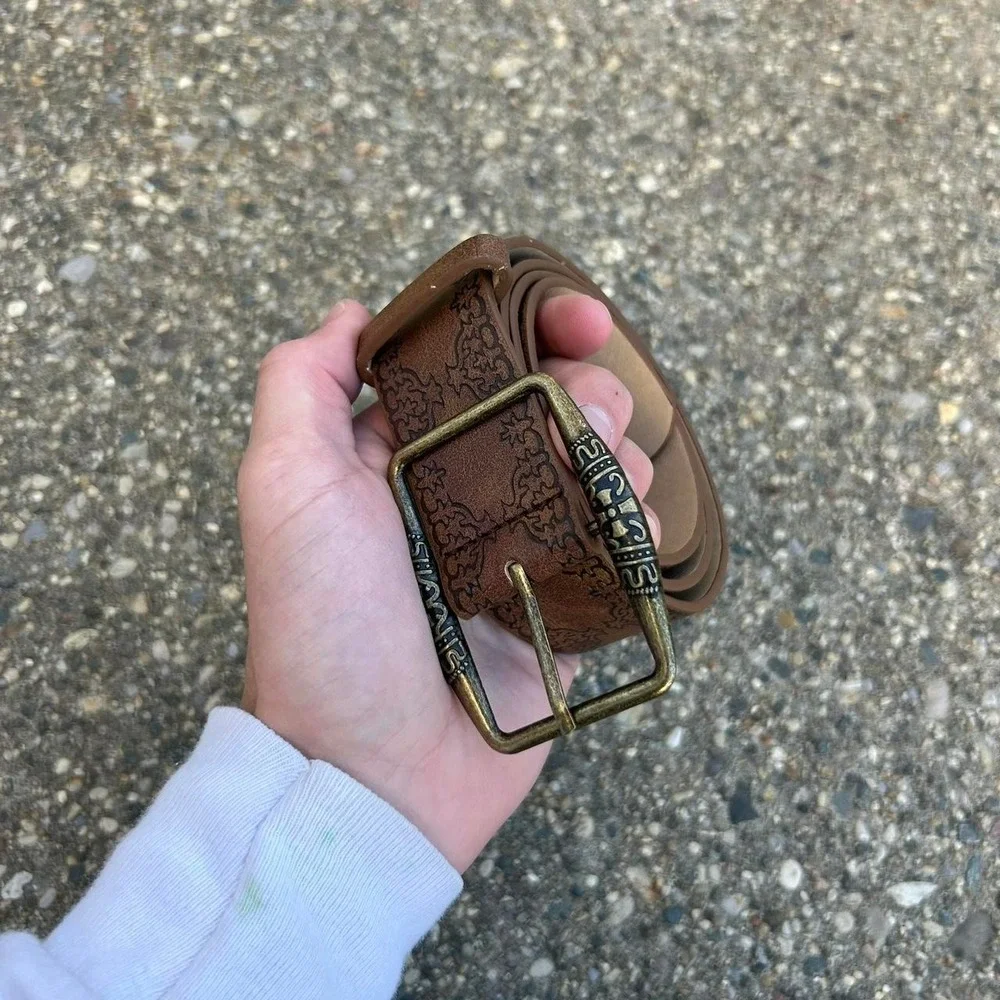 Vintage style brown american western floral rustic boho belt